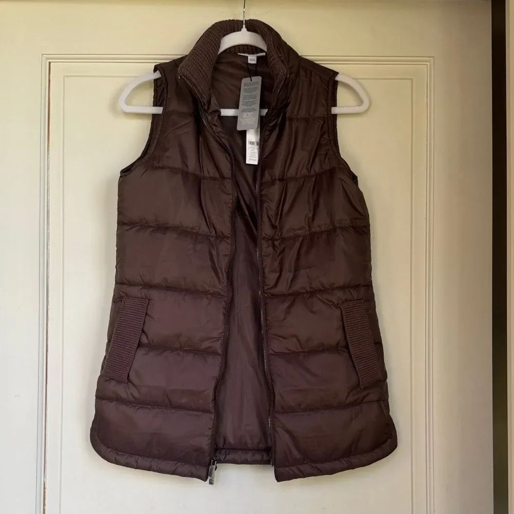 NEW With Tag Brown Puffer Quilted Vest By Chicos